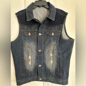 Rich Cotton Mens Distressed Denim Jean & Corduroy Vest